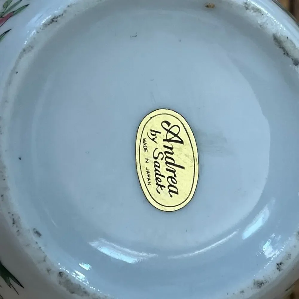 Vintage Andrea by Sadek Vase Jardiniere Flower Butterfly Made in Japan
